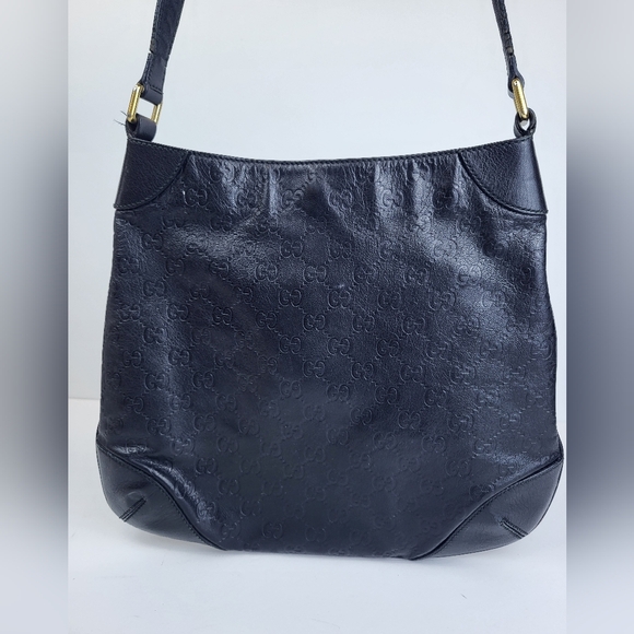 GUCCI Guccissima Hobo Black Leather Shoulder Bag - Picture 2 of 13